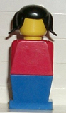 LEGO old034 Legoland Old Type - Red Torso, Blue Legs, Black Pigtails Hair